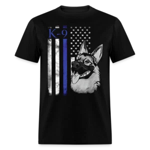 T-shirt classica unisex cane polizia patriottica linea blu sottile pastore tedesco - Foto 1 di 2