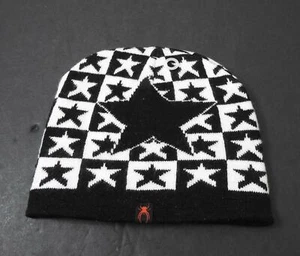 NWT Red Spider Star Black White Square Beanie Lined Acrylic Unisex Y/Adult B41 - Picture 1 of 12