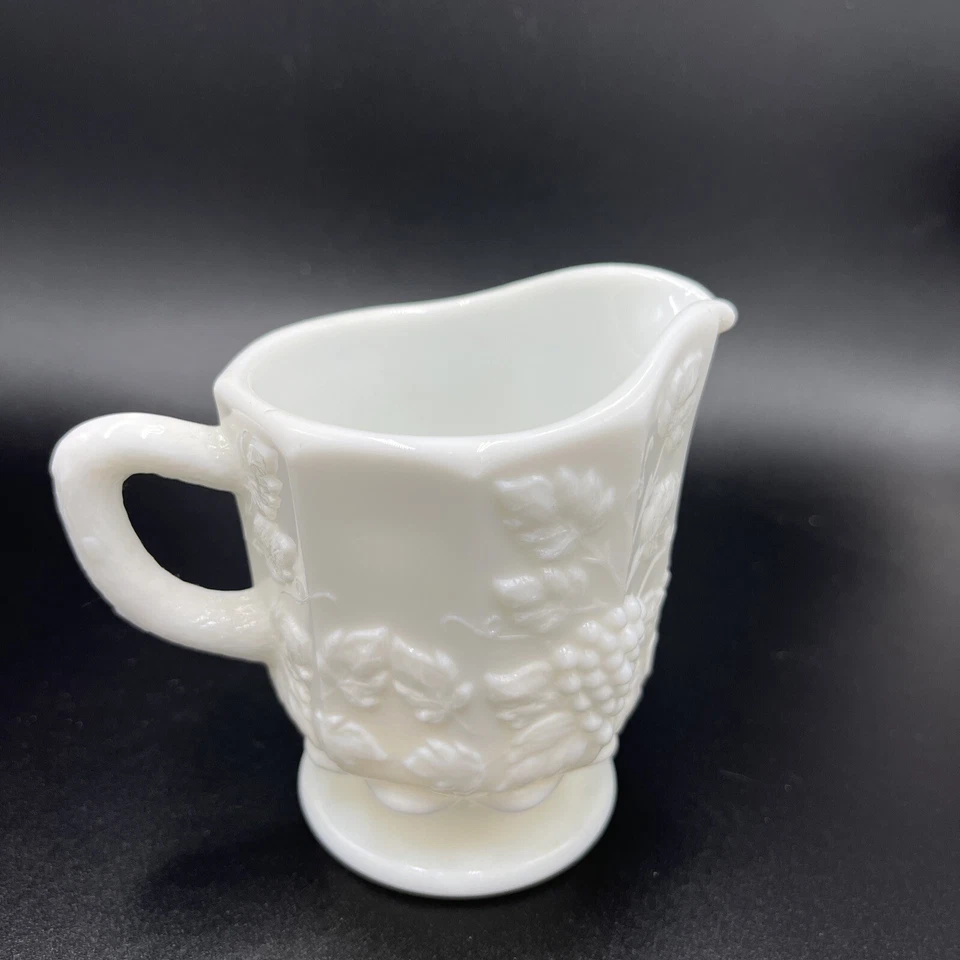 Vtg. Westmoreland Milk Glass Creamer. Paneled Grape. Footed.  - Image 1 of 4