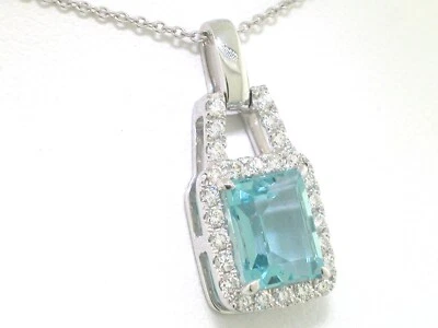 Aquamarin Anhänger 750 Weißgold 18Kt Kette Top Aquamarin   26 Brillanten F VVS - Bild 1 von 4