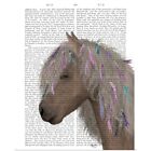 Horse Beige with Ribbons Poster Art Print, Horse Home Decor