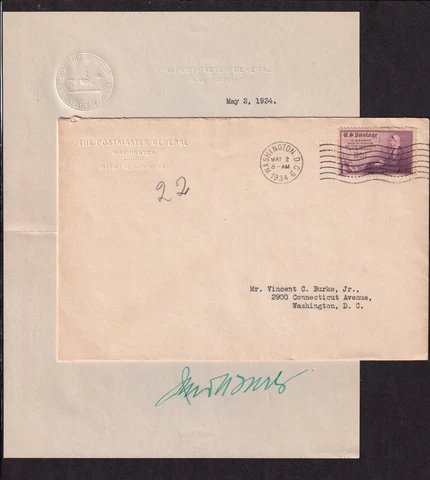 1934 Mothers of America Sc 737 PMG James Farley signed USPOD cover Cover