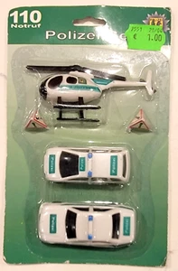 Polizei Set of Helicopter & 2 Cars -- New on Card - 110 Notruf - old Police car - Picture 1 of 6