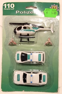 Polizei Set of Helicopter & 2 Cars -- New on Card - 110 Notruf - old Police car - Image 1 of 4