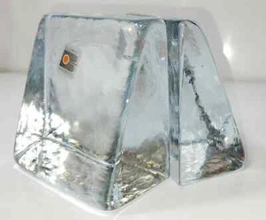 VINTAGE BLENKO HANDMADE ART GLASS BOOKENDS HEAVY - Picture 1 of 9