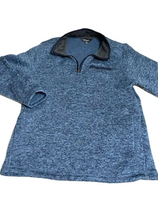 EDDIE BAUER Fleece Pullover Mens L Blue Twilight Heather 1/4 Zip  - Picture 1 of 9