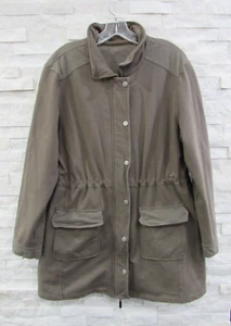 Neon Buddha Fatigue Green Cotton Knit Cinch Waist Wired Trim Anorak Jacket XL - Picture 1 of 6