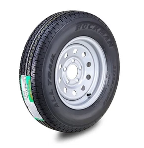 Rockman Trailer Tire Assembly ST175/80R13 6-Ply Silver Mod Rim 5 Lug on 4.5" - Picture 1 of 3
