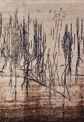 Transitional Style Turkish Accent Rug Brown 4x6 ft Bedroom Carpet - Image 1 of 4