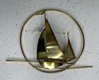 Small Signed Mixed Metal Mid Century Sailboats Seagull Wall Sculpture