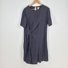 H&m Womens Dress Size 14 Shift Grey Short Sleeve Round Neck Viscose Solid 036471