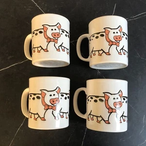 Vintage Schwein Tassen x 4. Staffordshire Kilncraft 80er oder 90er Jahre. Pre-loved - Bild 1 von 7
