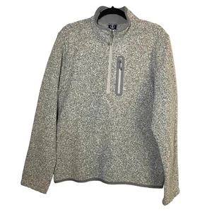 Lands End Pullover Herren M grau meliert 1/2 Reißverschlusstasche Fleece Mock Neck Pulli - Bild 1 von 12