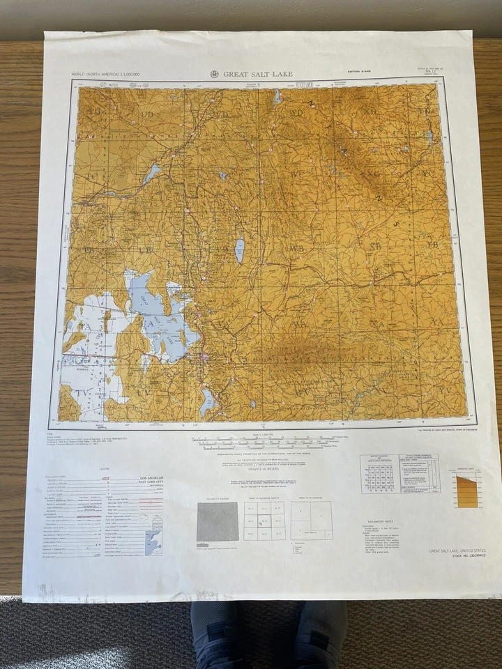 USGS Army Corp Great Salt Lake Utah Idaho Wy Colo 1961 Topographic Map 1:1000000 - Image 1 of 1