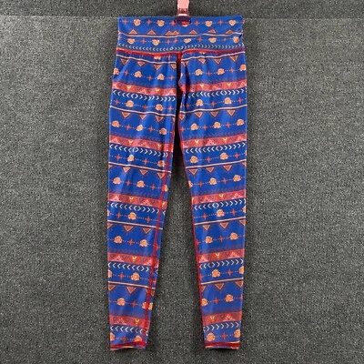 Leggings Teeki M média floral tribal escolha rosas azul laranja calças de ioga - Imagem 1 de 4