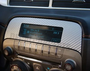 2010-2015 Camaro SILVER Carbon Fiber Radio Overlay Decal Sticker - Chevy Wrap - Picture 1 of 1
