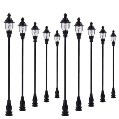 LQS21 10PCS Model Railroad HO OO Scale 1:87 Street Light Lamps Warm White LEDs - Image 1 of 4