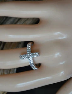 Hermoso Anillo de Plata Esterlina de Cristal Genuino Cruz Talla 5 Curación - Imagen 1 de 3