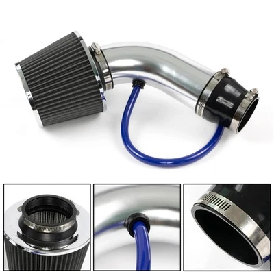 Car Cold Air Intake Filter Induction Kit Pipe Power Flow Hose System Auto Silver - Image 1 of 4