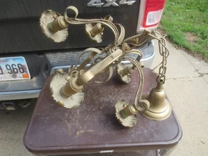 ca 1920 vtg/antique Art Deco 5 Bulb Ceiling Light Fixture Matched Pair - Picture 1 of 14