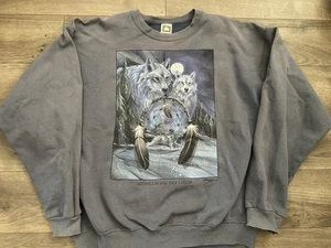 Vintage Wolf Moon Crewneck Sweatshirt Pullover Sweater Adult XL Dreamcatcher - Picture 1 of 5
