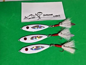 3 -1.5 oz SHAD Fishing Casting Jigging Lead Spoons Lures white / willow Blade - Picture 1 of 7