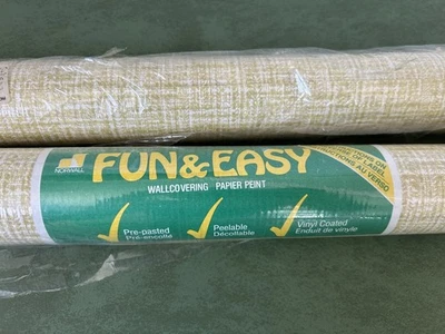 2 rollos de papel tapiz vintage Norwall verde tejido sintético 114 cuadrados Ft. NOS Foto 1 de 4
