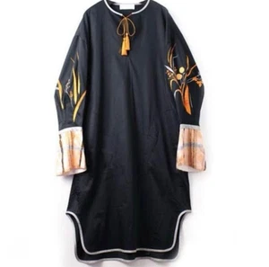 Vestido Jacquard Bordado Mame Kurogouchi 19aw Naranja Negro Talla 1 Moda - Imagen 1 de 12