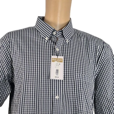 Roundtree & Yorke Gold Label Men's Shirt Size XXL Short Sleeve Blue Plaid. 50 - Image 1 of 4