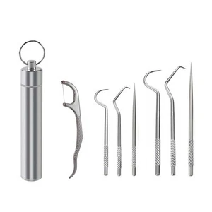 Zahnstocher-Set Aus Metall mit Zahnseide, Wiederverwendbare Zahnstocher, Tr3767 - Bild 1 von 13