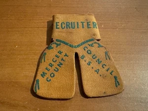BSA, 1950’S Recruiter Leather Chaps Neckerchief Slide, Mercer County Council - Picture 1 of 2