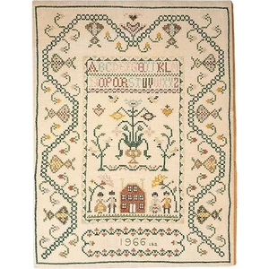 Vintage 60er Handarbeit Kreuzstich Handarbeit ABC Freundschaft Sampler datiert 1966 - Bild 1 von 11