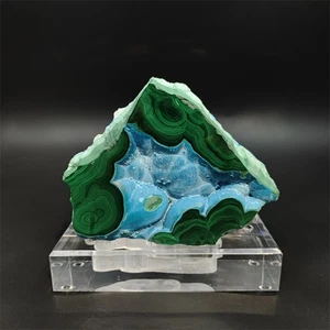 2,53 Pfund natürlicher Malachit Quarz Mineral Probe Kristall Reiki Wohndeko + Ständer - Bild 1 von 9