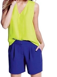 J CREW Shorts Pleated Crepe Royal Blue Dress Flat Back Casual - Picture 1 of 8