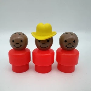 Vintage Fisher Price Little People Afroamerikaner schwarz Cowboy Kunststoff rot Kinder - Bild 1 von 8