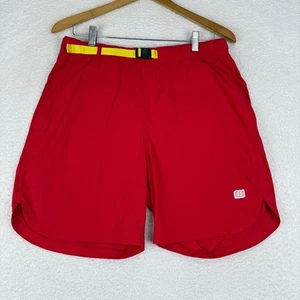Topo Designs Retro River Shorts Men's Large Red Nylon Spandex Yellow Belted - Picture 1 of 9