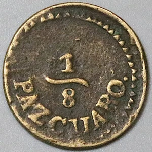 1830s Pazcuaro 1/8 Real Mexico Local Michoacan VF State Rare Coin (24031601R) - Picture 1 of 2