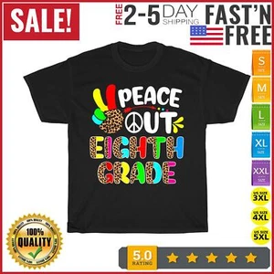 Last Day of School Leopard Peace Out 8th Grade Graduation T Shirt Men Women NEW - Picture 1 of 9