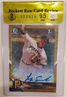 2018 Bowman Chrome Gold Shim. Refractor Luis Escobar RC 50/50 BGS 9.5 w/ 10 Auto - Image 1 of 2