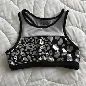 justice girls black and silver racer back sports bra size 30 - Picture 1 of 8