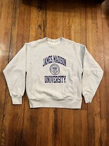 Sweat-shirt vintage années 1990 James Madison University Champion tissé à l'envers