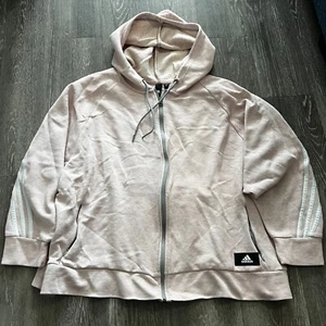 Adidas Pink Super Soft 3XL Pull Over Drawstring Hoodie Sweatshirt Full Zip - Picture 1 of 3
