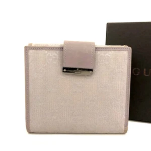 GUCCI GG Logo Canvas Leather Bifold Wallet Purple/6BE1085 - Picture 1 of 8