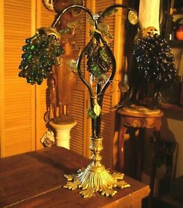 Lampe à poser en verre de Murano en forme de grappes de raisins, socle en bronze
