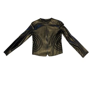 Giorgio Armani schwarze geschmeidige Lammlederjacke Damen Größe 40 oder Small " - Bild 1 von 13