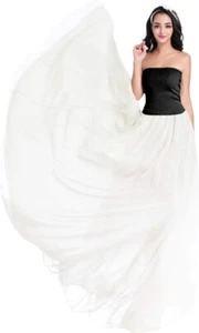 v28 Women Full/Ankle Length Elastic Pleated Retro Maxi Chiffon Long Skirt - Picture 1 of 3