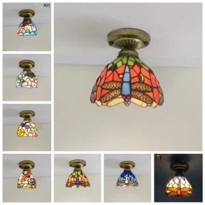 Tiffany LED Flush Mount Ceiling Light Kitchen Hallway Dining Room Living Room - Picture 1 of 34
