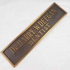 Antiguo cartel publicitario dental antiguo vintage de bronce para dentista placa médico gasóleo - Imagen 1 de 13
