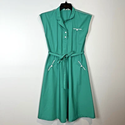 Vestido de casa vintage para mujer talla 10 Townhouse verde blanco detalles - funciona pequeño Foto 1 de 4