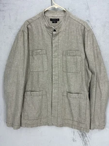 John Varvatos Luve Jacket XL Beige Linen Military Utility - Picture 1 of 12